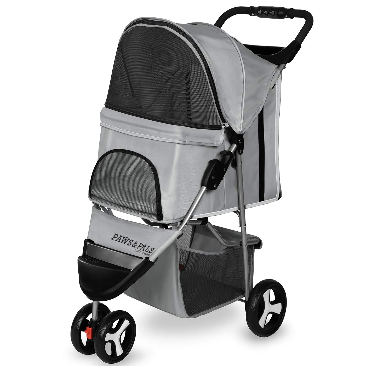 🐶 3 Wheel Elite Jogger Pet Stroller for Cat or Dog, Foldable, for Travel, Gray🐶