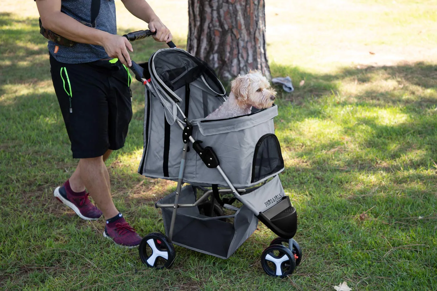 🐶 3 Wheel Elite Jogger Pet Stroller for Cat or Dog, Foldable, for Travel, Gray🐶