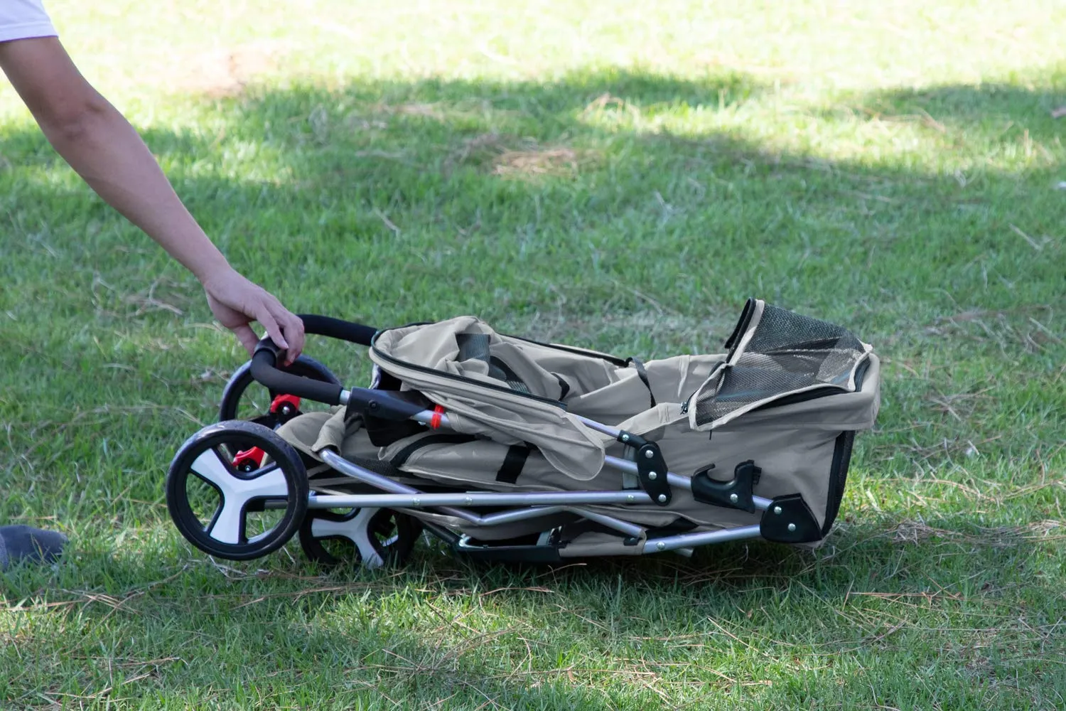🐶 3 Wheel Elite Jogger Pet Stroller for Cat or Dog, Foldable, for Travel, Gray🐶