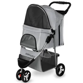 🐶 3 Wheel Elite Jogger Pet Stroller for Cat or Dog, Foldable, for Travel, Gray🐶