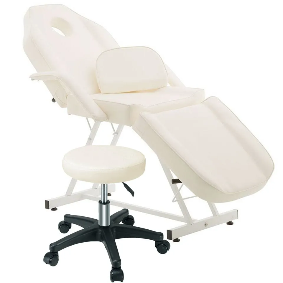 178cm L Adjustable Beauty Bed Salon Chair Set with Stool
