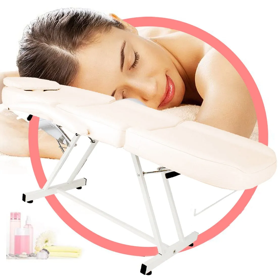 178cm L Adjustable Beauty Bed Salon Chair Set with Stool