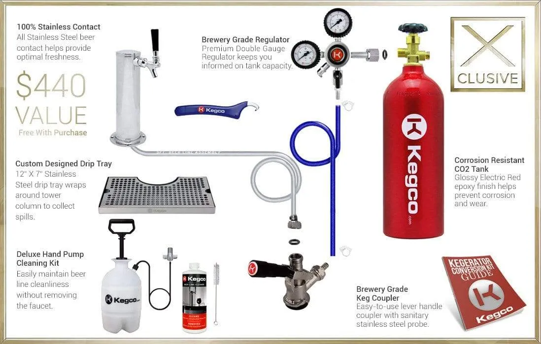 24" Wide  Tap All Stainless Steel Outdoor Built-In Right Hinge Kegerator with Kit