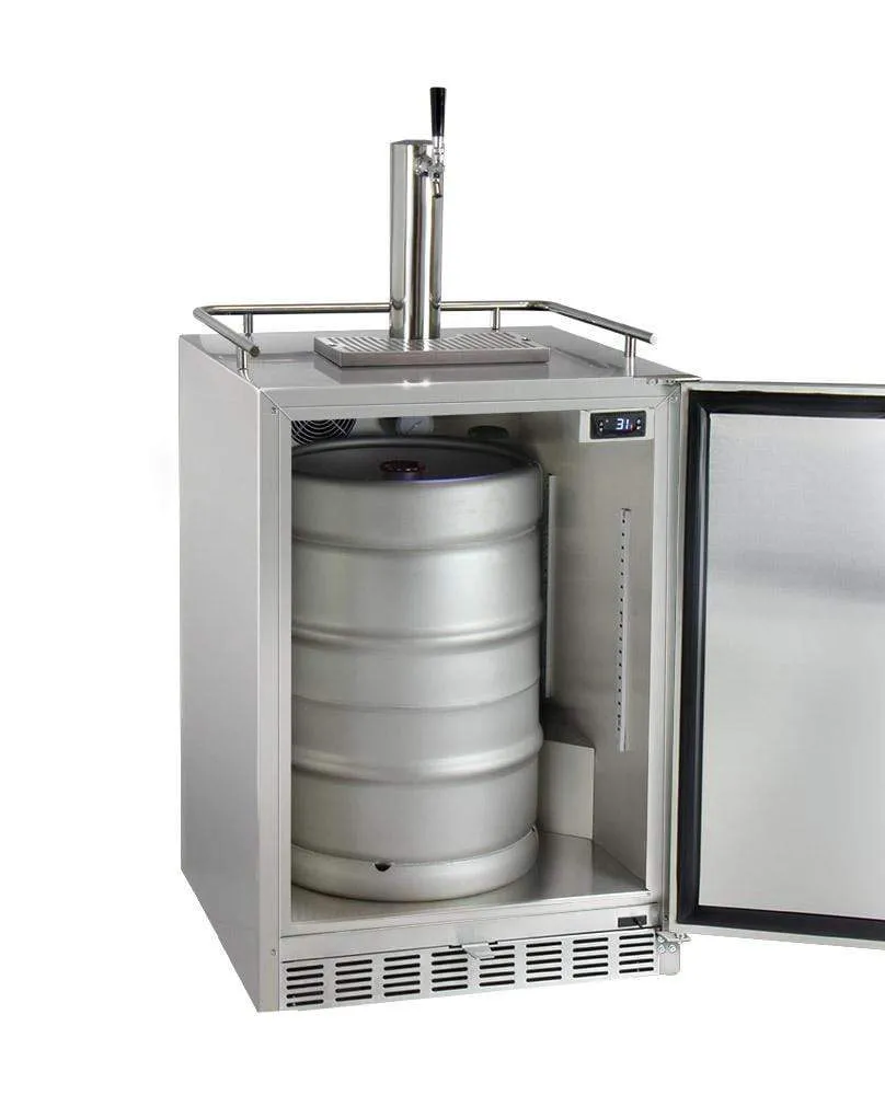 24" Wide  Tap All Stainless Steel Outdoor Built-In Right Hinge Kegerator with Kit