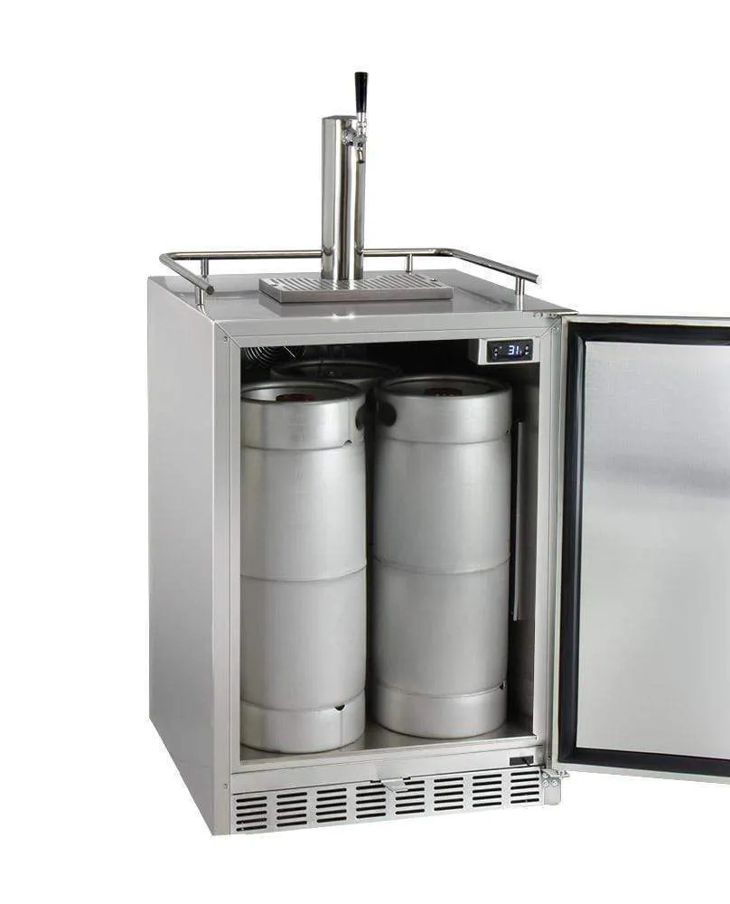 24" Wide  Tap All Stainless Steel Outdoor Built-In Right Hinge Kegerator with Kit