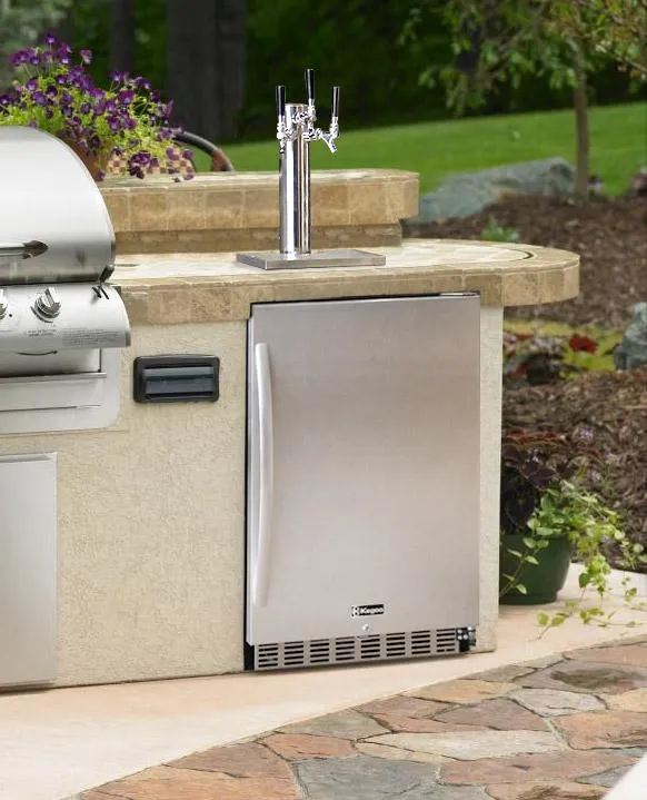 24" Wide  Tap All Stainless Steel Outdoor Built-In Right Hinge Kegerator with Kit