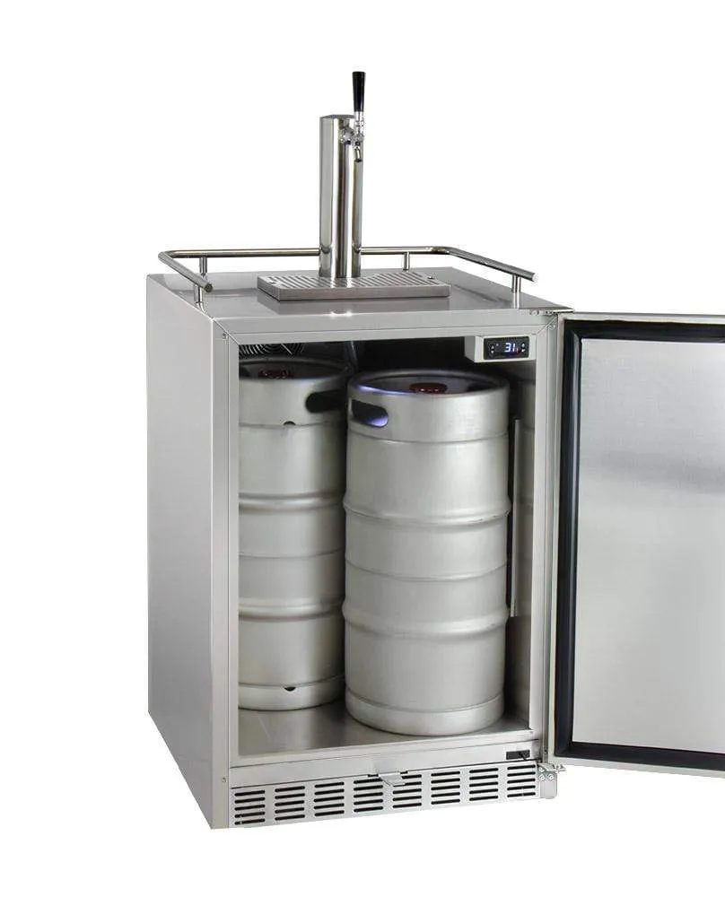 24" Wide  Tap All Stainless Steel Outdoor Built-In Right Hinge Kegerator with Kit