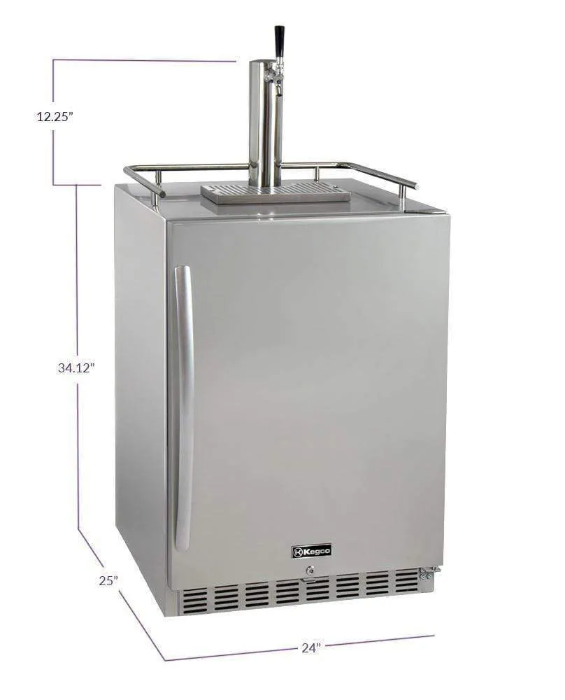 24" Wide  Tap All Stainless Steel Outdoor Built-In Right Hinge Kegerator with Kit