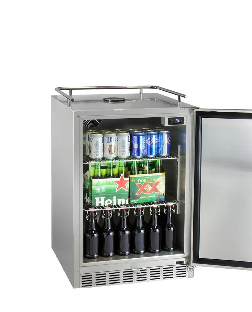 24" Wide  Tap All Stainless Steel Outdoor Built-In Right Hinge Kegerator with Kit