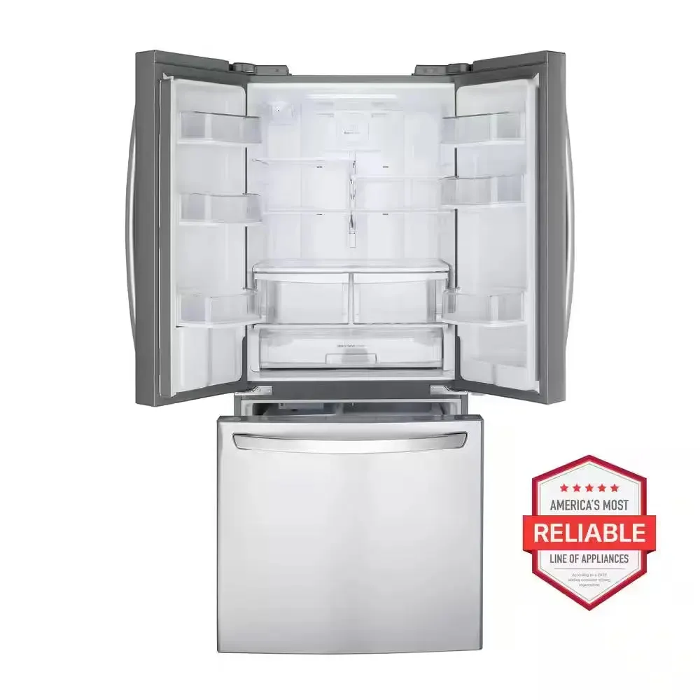 30 In. W 22 Cu. Ft. French Door Refrigerator with Water Dispenser in Stainless Steel