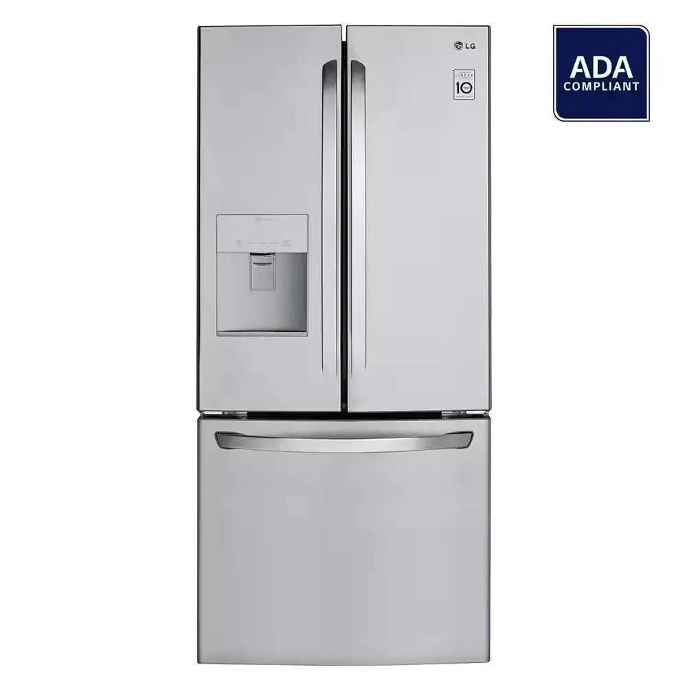 30 In. W 22 Cu. Ft. French Door Refrigerator with Water Dispenser in Stainless Steel