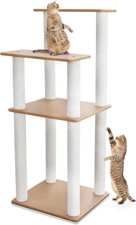 46in Outdoor Cat Tree Tower for Outdoor Cats,Cat Catio,Deck,Backyard,Sunroom and Patio Large Cat Tree Tower with Cat Scratching Posts