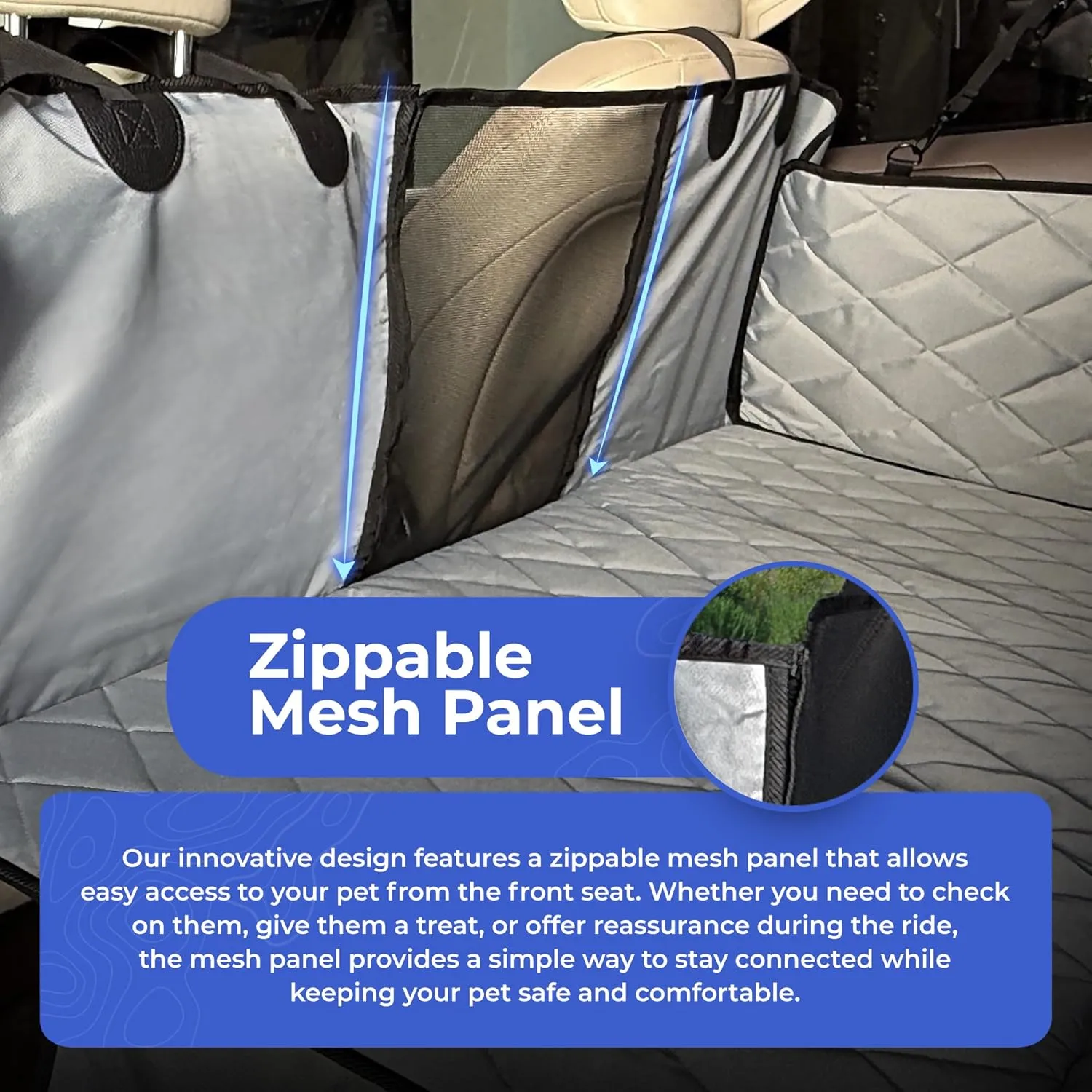4Knines Hard Bottom Back Seat Extender for Dogs  Waterproof Dog Car Seat Cover  Heavy Duty Backseat Protector for Cars, SUVs, Trucks  Built-in EZ Open Door Protector (Patent Pending) Grey, Regular