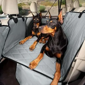 4Knines Hard Bottom Back Seat Extender for Dogs  Waterproof Dog Car Seat Cover  Heavy Duty Backseat Protector for Cars, SUVs, Trucks  Built-in EZ Open Door Protector (Patent Pending) Grey, Regular