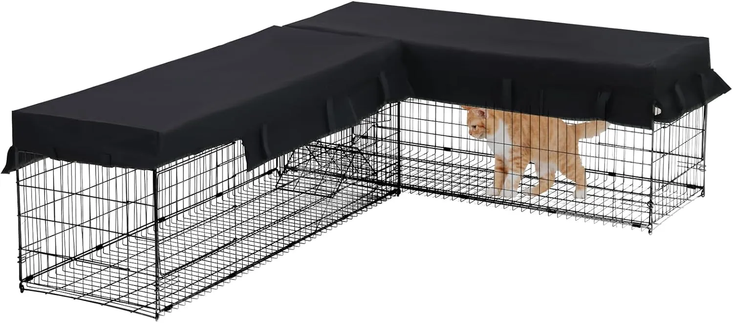 Aivituvin Cat Tunnel with Extendable Design 90.6" L, Metal Wire Outdoor Cat Enclosure with Weatherproof Fabric Cover, Connecting Inside and Outside, for Deck Patios, Balconies