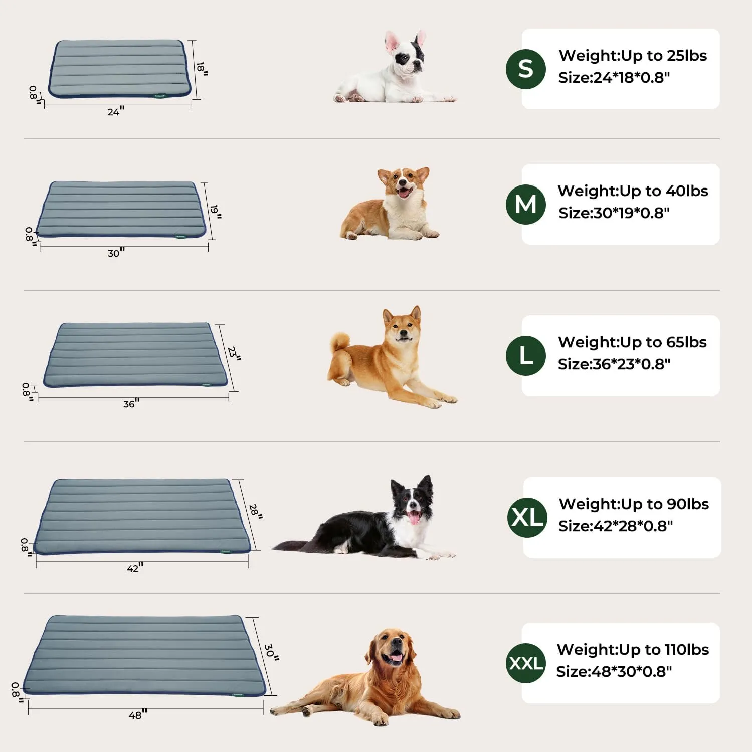 BALANCE Dog Crate Pad, Dog Foam Crate Mat Kennel Pad, Washable Water-Resistant Pet Bed Flat Dogs Cage Mat for Large Dogs