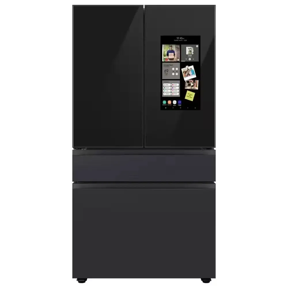Bespoke 23 Cu. Ft. 4-Door French Door Smart Refrigerator with Family Hub in Charcoal Glass/Matte Black, Counter Depth