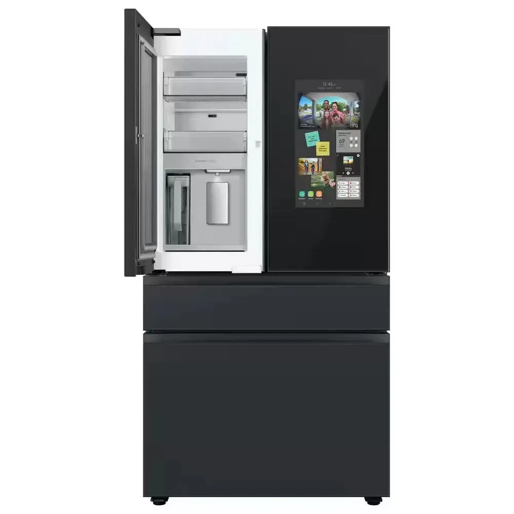Bespoke 23 Cu. Ft. 4-Door French Door Smart Refrigerator with Family Hub in Charcoal Glass/Matte Black, Counter Depth