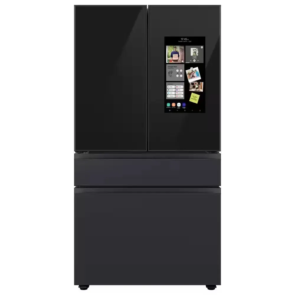 Bespoke 23 Cu. Ft. 4-Door French Door Smart Refrigerator with Family Hub in Charcoal Glass/Matte Black, Counter Depth