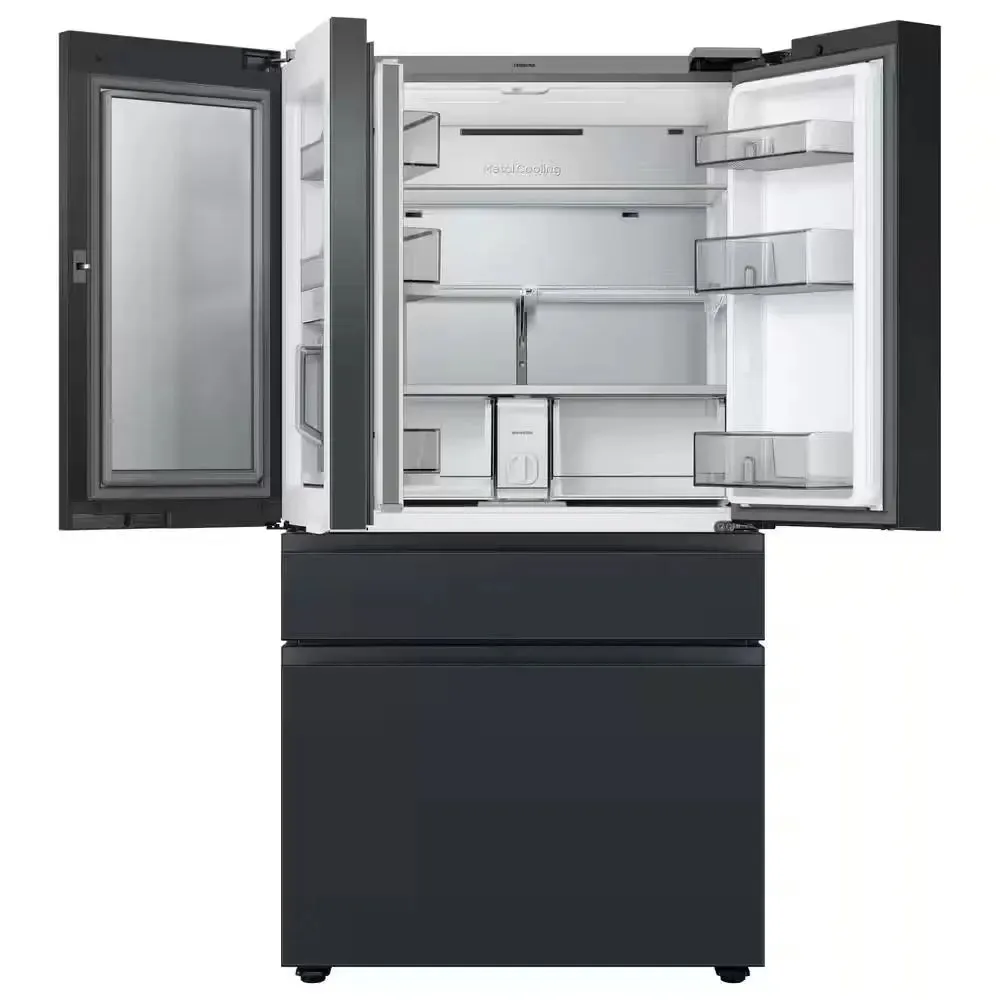 Bespoke 23 Cu. Ft. 4-Door French Door Smart Refrigerator with Family Hub in Charcoal Glass/Matte Black, Counter Depth