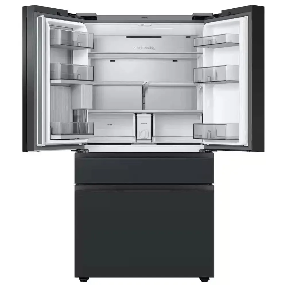 Bespoke 23 Cu. Ft. 4-Door French Door Smart Refrigerator with Family Hub in Charcoal Glass/Matte Black, Counter Depth