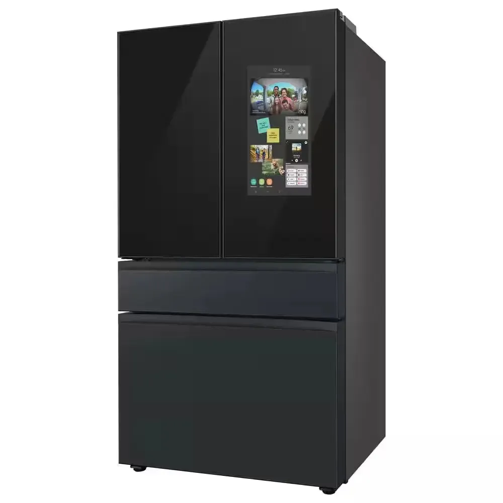 Bespoke 23 Cu. Ft. 4-Door French Door Smart Refrigerator with Family Hub in Charcoal Glass/Matte Black, Counter Depth