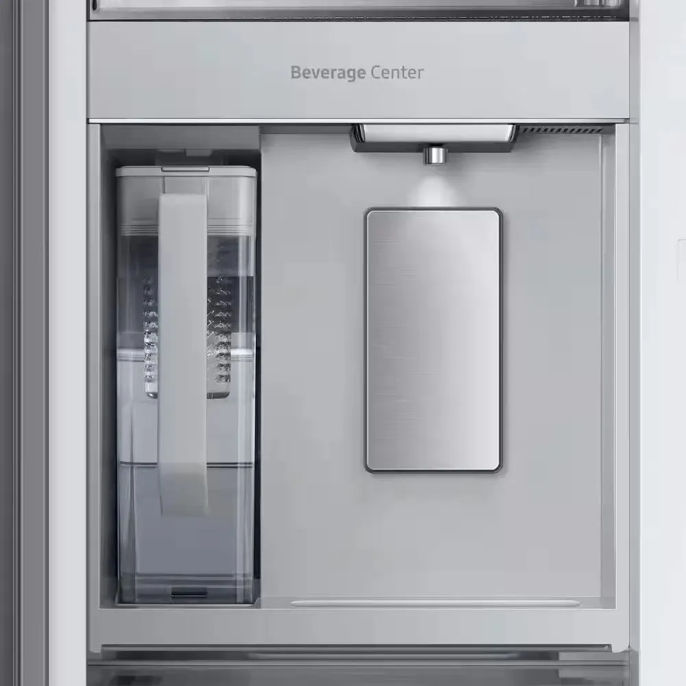 Bespoke 24 Cu. Ft. 3-Door French Door Smart Refrigerator with Beverage Center in White Glass, Counter Depth