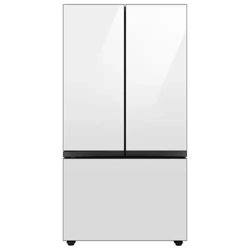Bespoke 24 Cu. Ft. 3-Door French Door Smart Refrigerator with Beverage Center in White Glass, Counter Depth