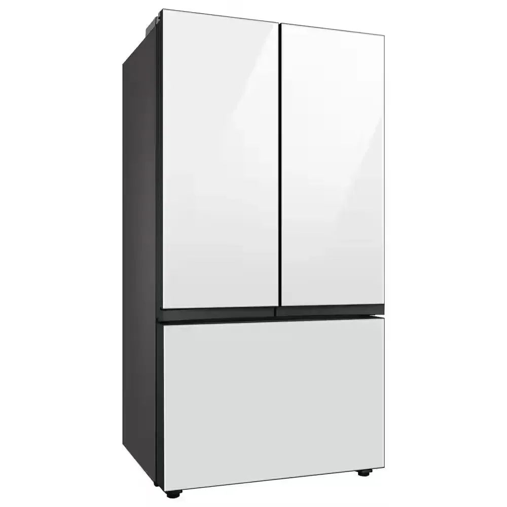 Bespoke 24 Cu. Ft. 3-Door French Door Smart Refrigerator with Beverage Center in White Glass, Counter Depth