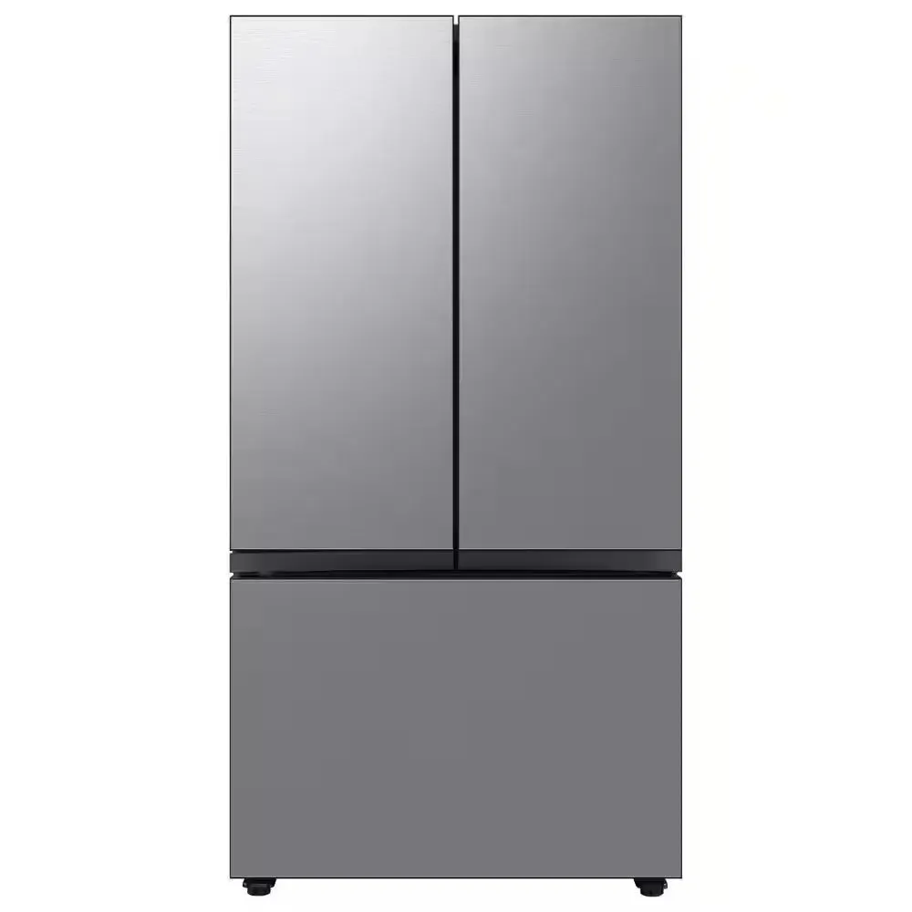 Bespoke 24 Cu. Ft. 3-Door French Door Smart Refrigerator with Beverage Center in White Glass, Counter Depth