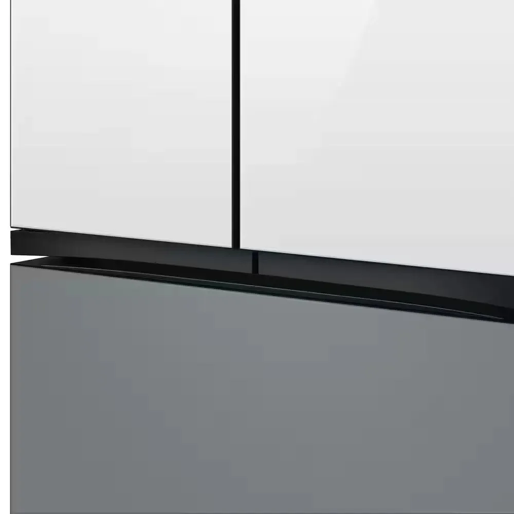 Bespoke 24 Cu. Ft. 3-Door French Door Smart Refrigerator with Family Hub in White Glass/Matt Grey Glass, Counter Depth