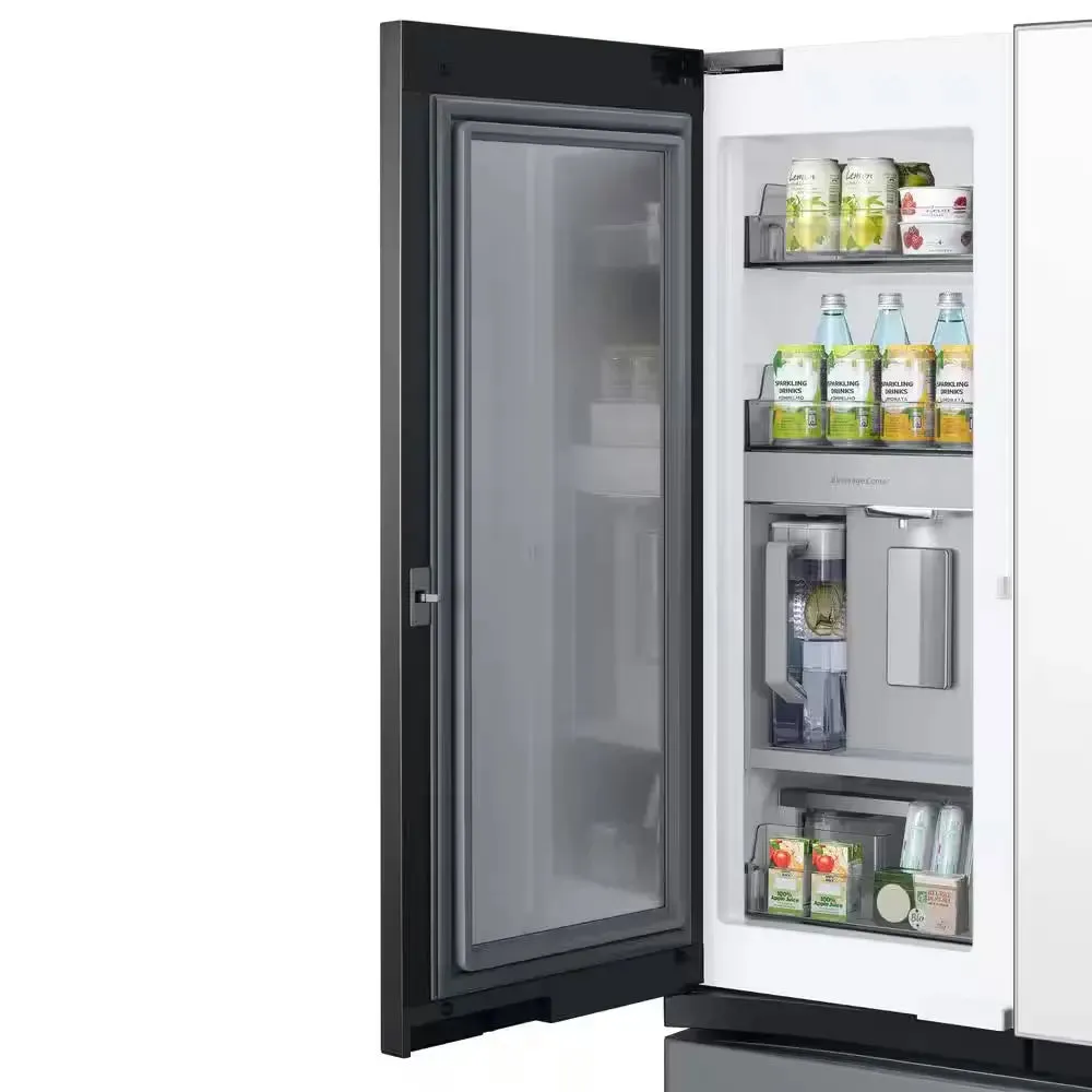 Bespoke 24 Cu. Ft. 3-Door French Door Smart Refrigerator with Family Hub in White Glass/Matt Grey Glass, Counter Depth
