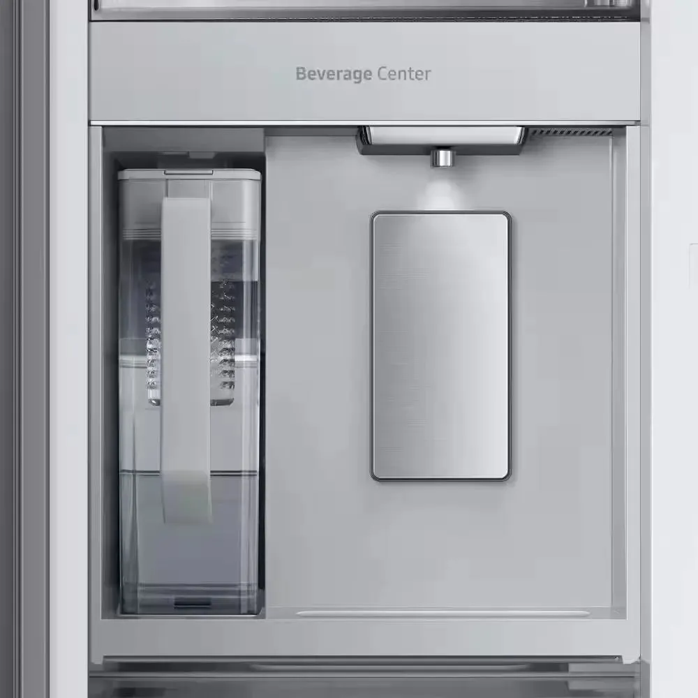 Bespoke 24 Cu. Ft. 3-Door French Door Smart Refrigerator with Family Hub in White Glass/Matt Grey Glass, Counter Depth