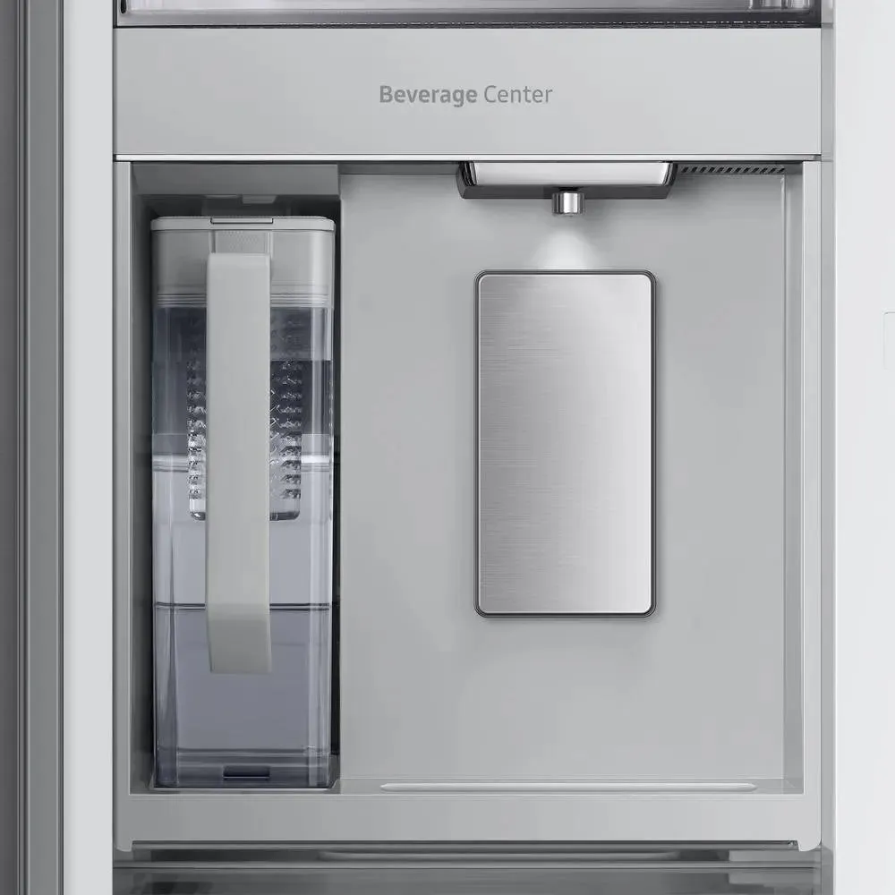 Bespoke 30 Cu Ft Customizable 3-Door French Door Smart Refrigerator with Charcoal Glass Family Hub Panel, Standard Depth