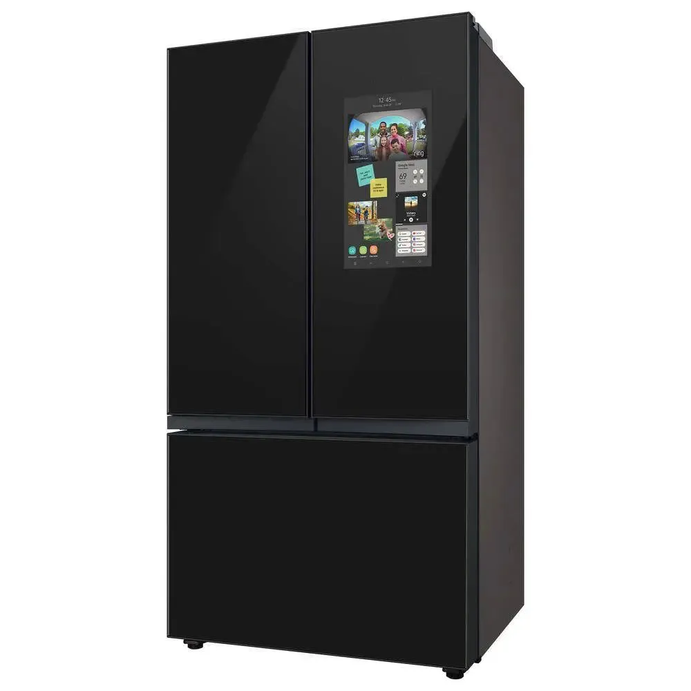 Bespoke 30 Cu Ft Customizable 3-Door French Door Smart Refrigerator with Charcoal Glass Family Hub Panel, Standard Depth