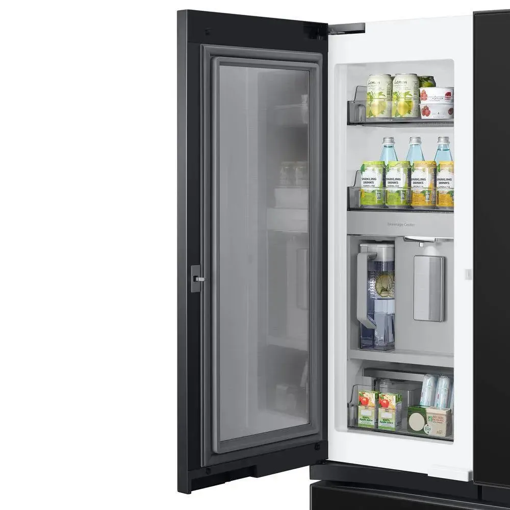 Bespoke 30 Cu Ft Customizable 3-Door French Door Smart Refrigerator with Charcoal Glass Family Hub Panel, Standard Depth