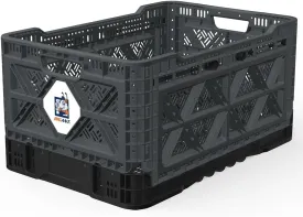 Bigant Heavy Duty Collapsible & Stackable Plastic Milk Crate - Snap Lock Foldable Industrial Garage Storage Bin Container Utility Tote Basket (Charcoal Gray, 1 Medium Crate)