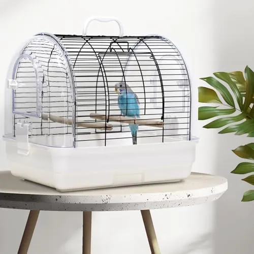 Bird Cages for Parakeets Travel Bird Cage, Parrot Travel cage Medium Birds for African Grey Conure Cockatiel Lovebird Finch Canarie (White)