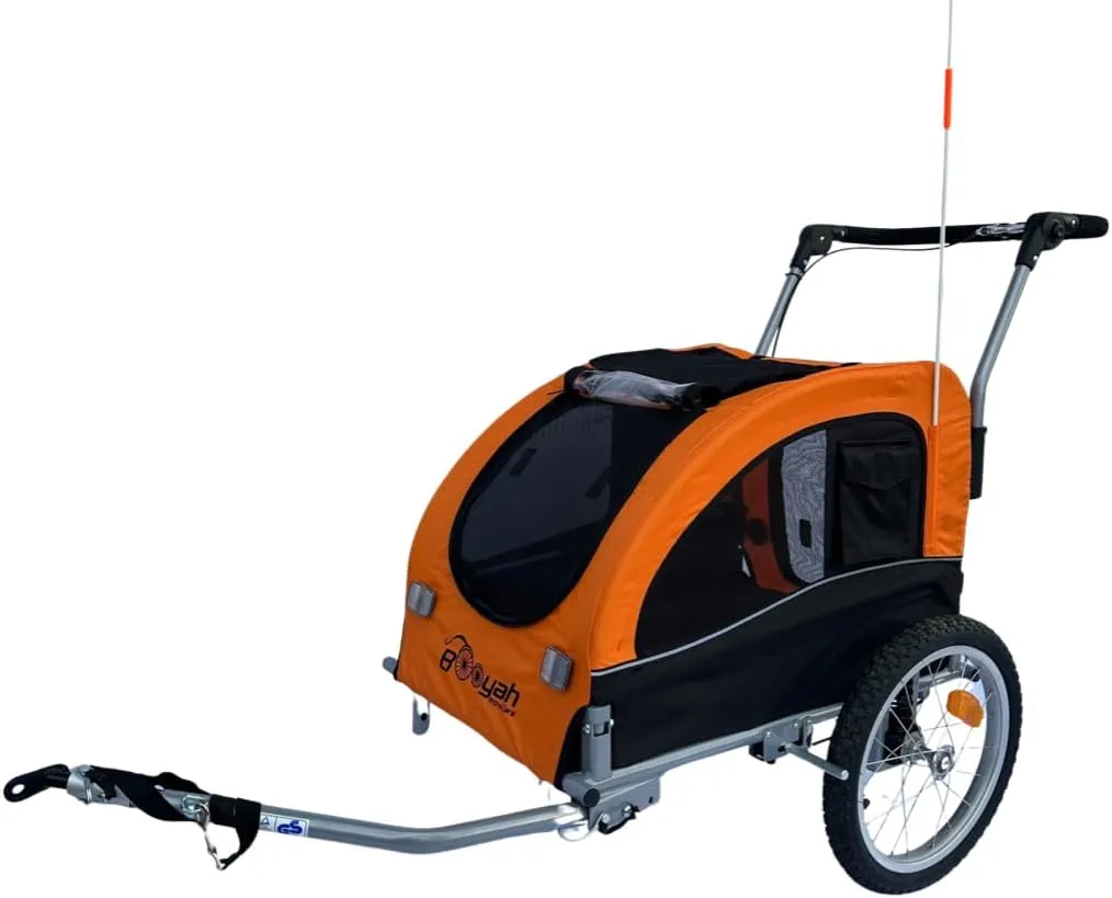 Booyah Medium Dog Stroller & Pet Bike Trailer with Suspension - Black