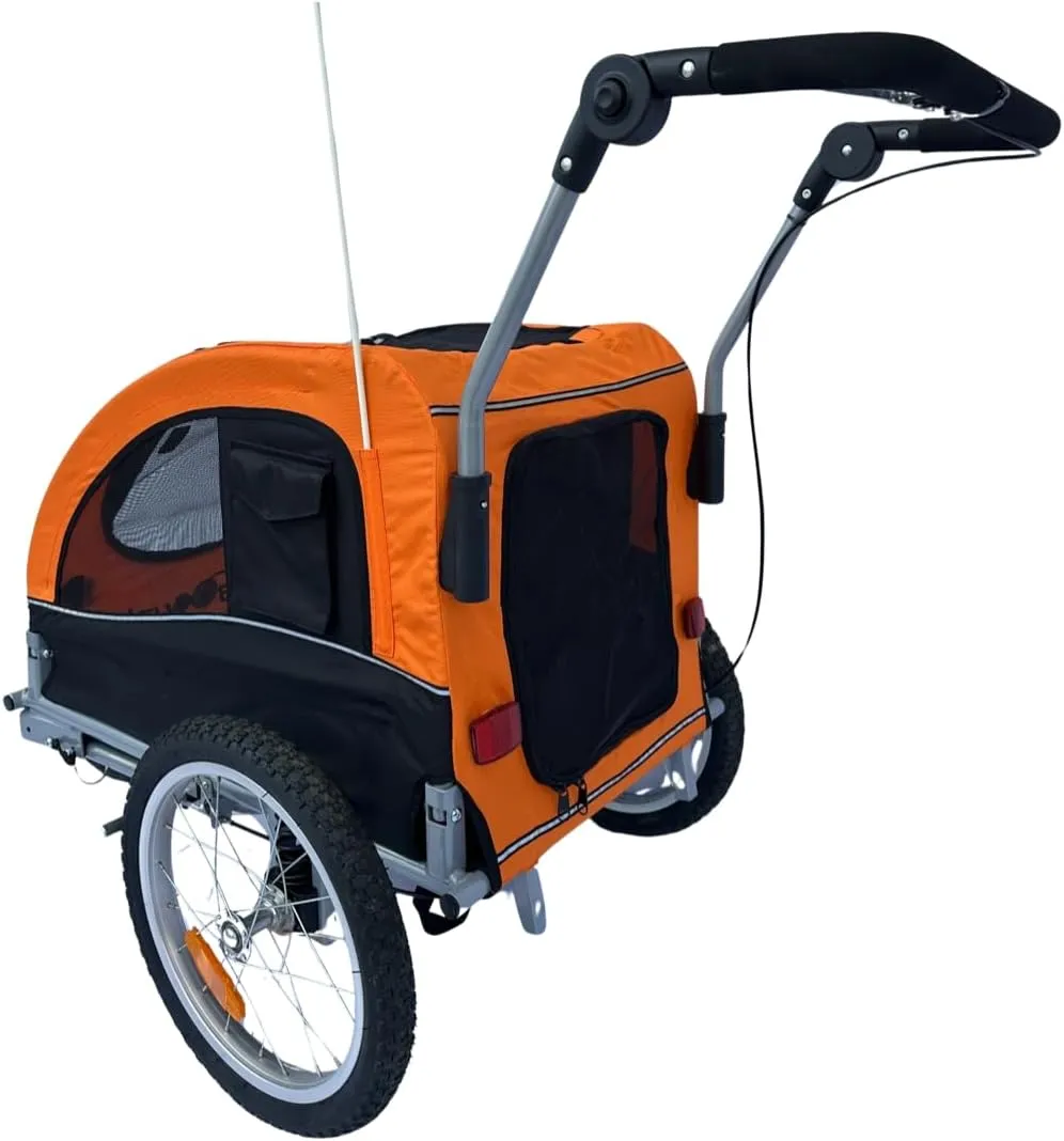 Booyah Medium Dog Stroller & Pet Bike Trailer with Suspension - Black