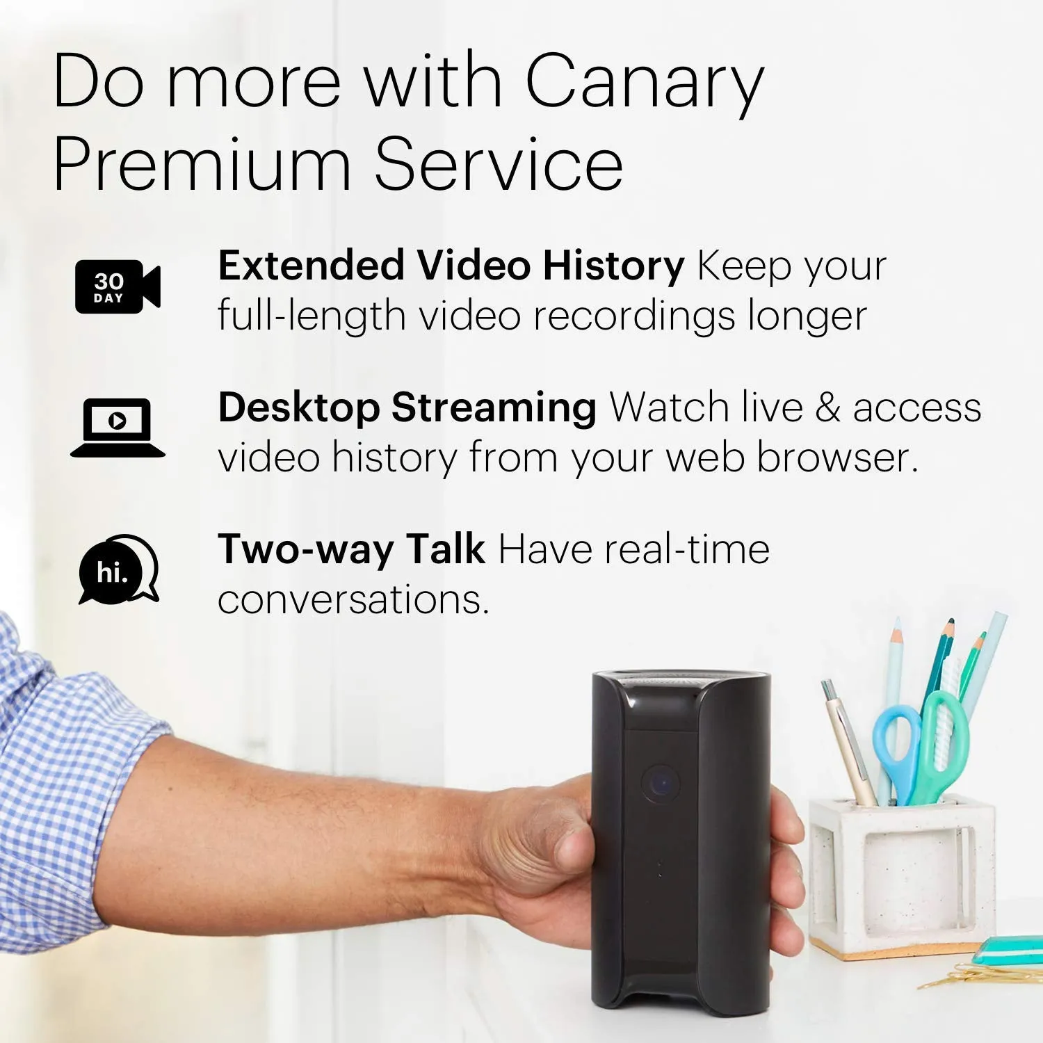 Canary Pro Black - Indoor Home Security Camera with Cloud | 90dB Siren | Air Monitor | 1080p IP WiFi Camera | Works with Alexa | Baby Monitor | Night Vision | Motion Detector | Pet Camera