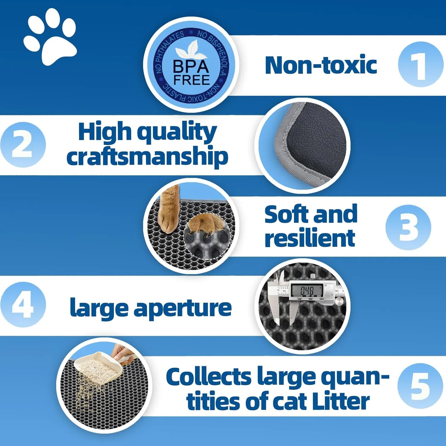 Cat Litter Mat [Upgraded Version] Double Layer Litter Trapping Mat Kitty Litter Box Mat 23.4x14.7 inch Water Proof Honeycomb Cat Litter Catching Mat