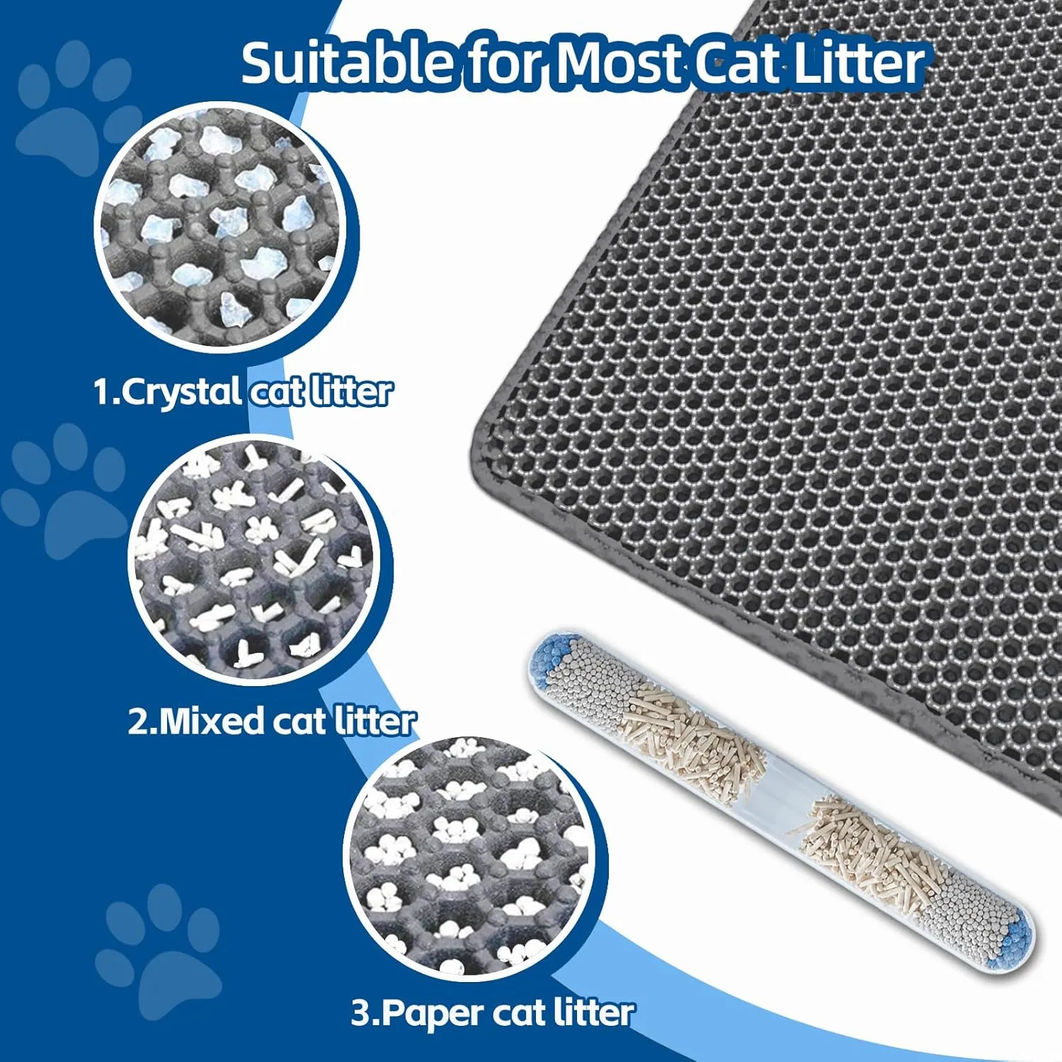 Cat Litter Mat [Upgraded Version] Double Layer Litter Trapping Mat Kitty Litter Box Mat 23.4x14.7 inch Water Proof Honeycomb Cat Litter Catching Mat