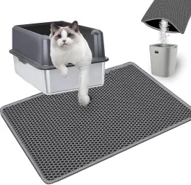 Cat Litter Mat [Upgraded Version] Double Layer Litter Trapping Mat Kitty Litter Box Mat 23.4x14.7 inch Water Proof Honeycomb Cat Litter Catching Mat