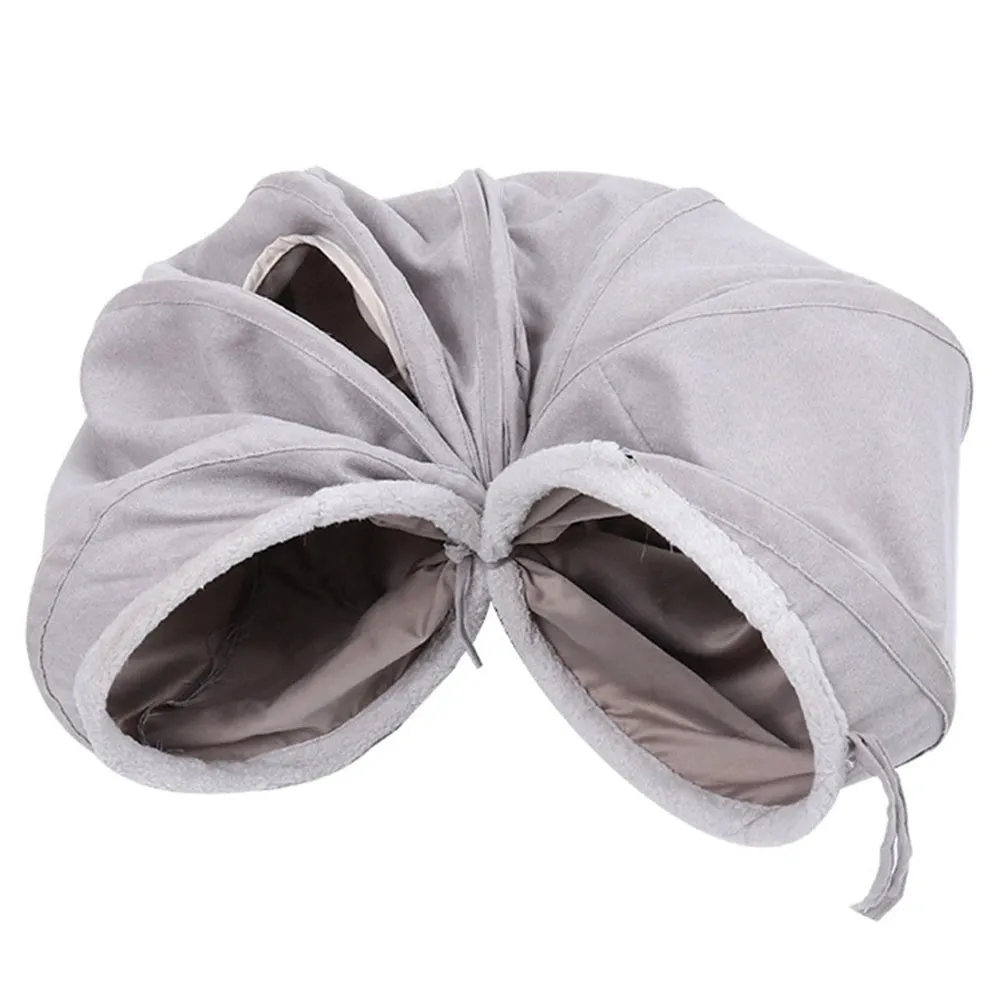 Cat Tunnel for Indoor Cats Collapsible Cat Toys Play Tube S Shape Cat Tunnel Grey Suede Pet Crinkle Tunnels with Ball