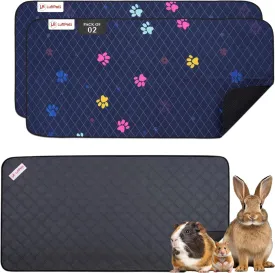 Chewproof Rabbit Cage Mat & 2-Pack Guinea Pig Cage Liners  Absorbent & Leakproof Bedding, Reusable Pee Pads for Small Pets, Anti-Slip & Washable Bunny Floor Mats, Fits Midwest Habitat & C&C 2x4, Blue