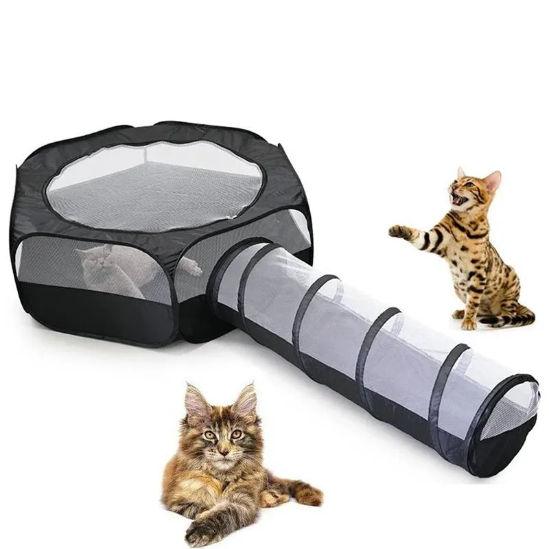 Collapsible Cat Tunnel Cube: 2-in-1 Interactive Pet Toy