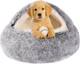 Cozy Nook Pet Bed for Dogs or Cats - Washable Cute Cat Bed, Anti-Slip Fits up to 12 lbs Pets(Grey, 20" x 20")