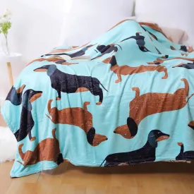 Dachshund Blanket, I Love Dachshunds Soft Flannel Twin Throw Cozy Wiener Dog Blankets Animal Pet Stuffed Gifts for Women Dog Lovers (Dachshund 1, 60"x 80")