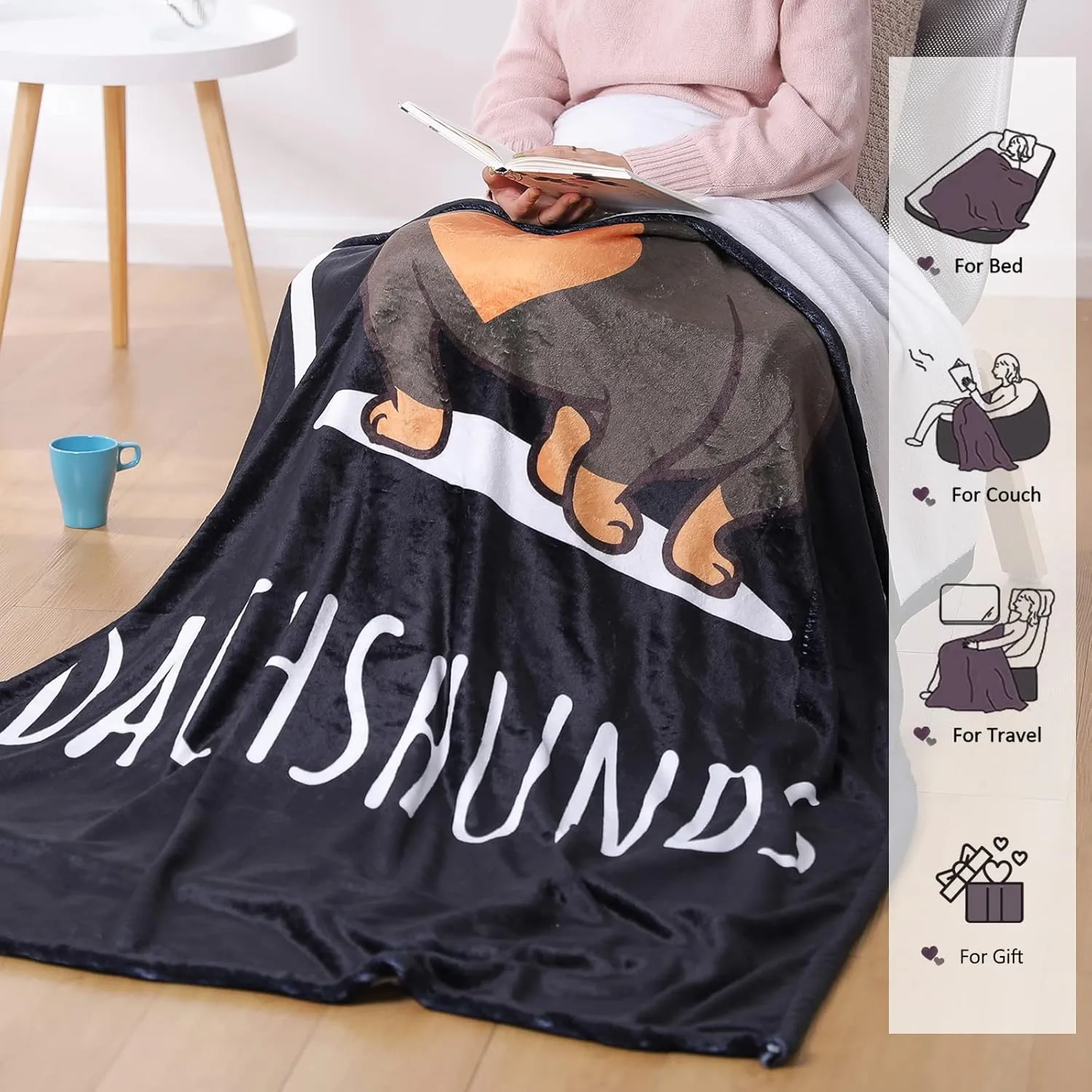 Dachshund Blanket, I Love Dachshunds Soft Flannel Twin Throw Cozy Wiener Dog Blankets Animal Pet Stuffed Gifts for Women Dog Lovers (Dachshund 4, 60"x 80")